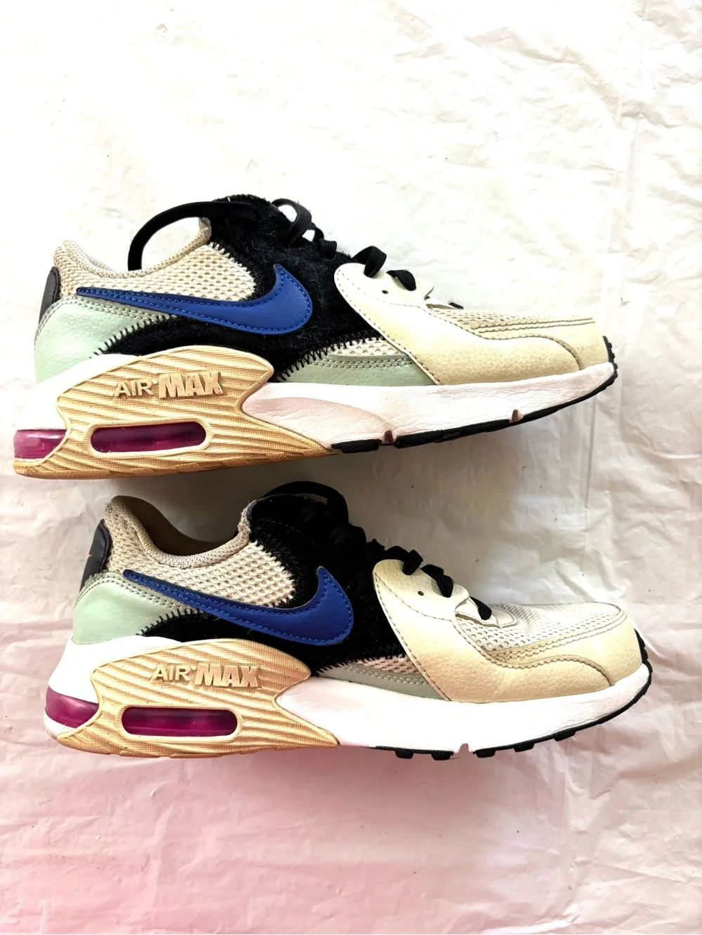 Nike White Air Max Excee Fossil Hyper Blue Pink Accent SZ 7.5 Worn 4X